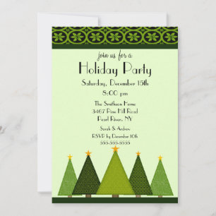 Arbres élégants Noël Fête Invitation