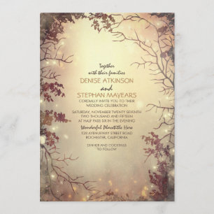 Arbres et faire-part de mariage rustique de