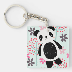 Arbres, fleurs et ours de panda