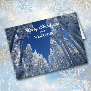 Arbres neigeux de la carte de Noël du Wisconsin