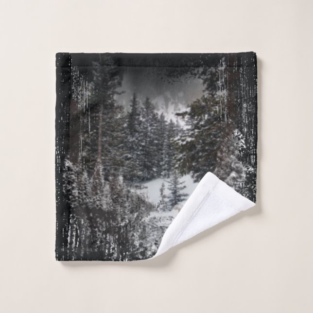 Arbres neigeux d'hiver | Serviette de bain en forê (Gant de toilette)