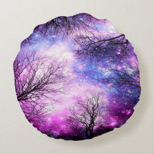 Arbres noirs Fuchsia Violet Coussin spatial