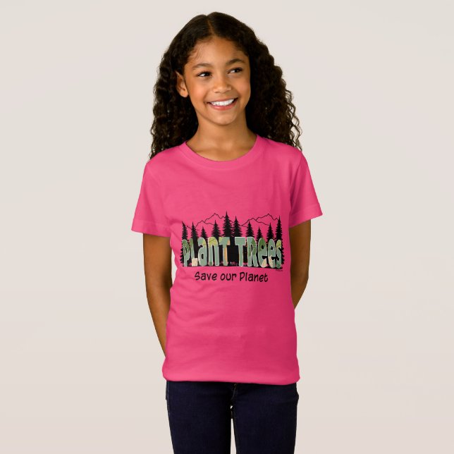 Arbres plantes - Sauvez notre planète, T-shirt ros (Devant entier)