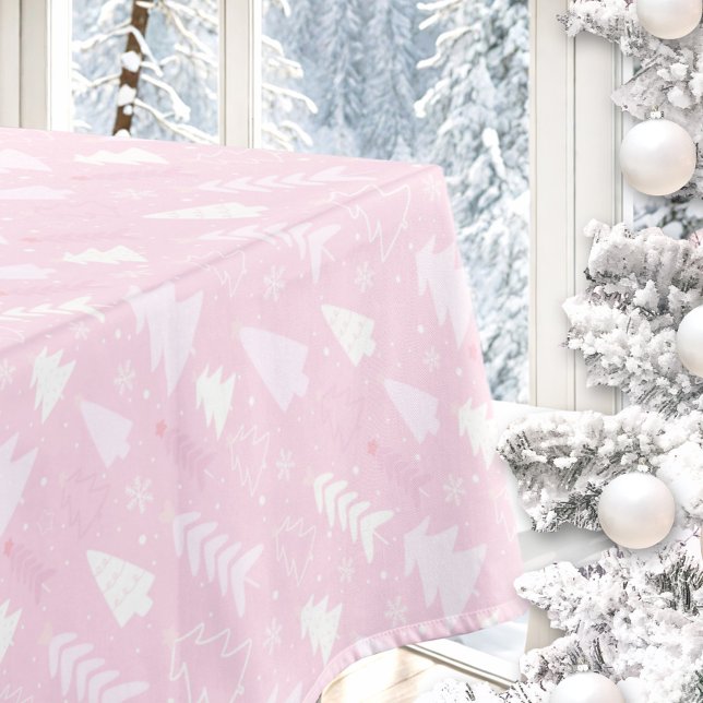 Arbres roses Nappes de Noël d'hiver (Pink Trees Winter Christmas Tablecloth)