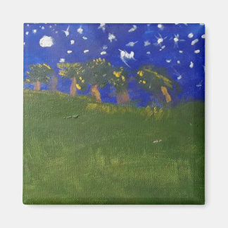 arbres sur la colline aimant de peinture par jamie