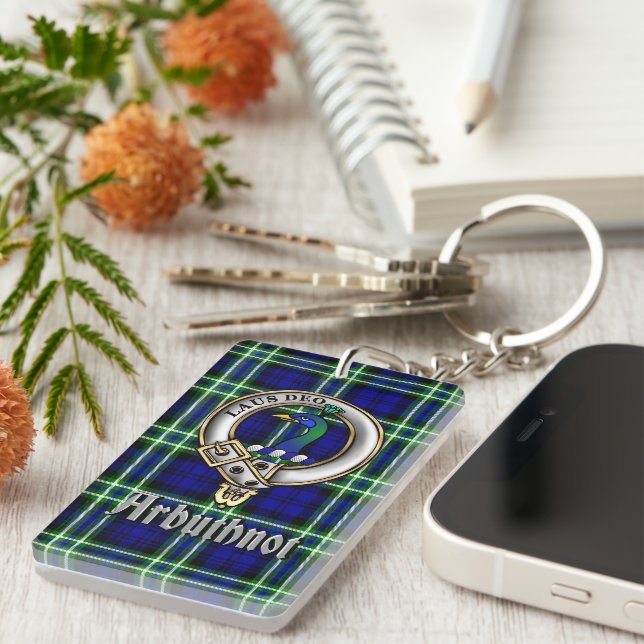 Arbuthnot-Clan-Abzeichen/Tartan-Rechteck Schlüsselanhänger (Vorderseite rechts)