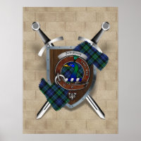 Arbuthnott Clan Badge Crossed Swords Poster 18x24