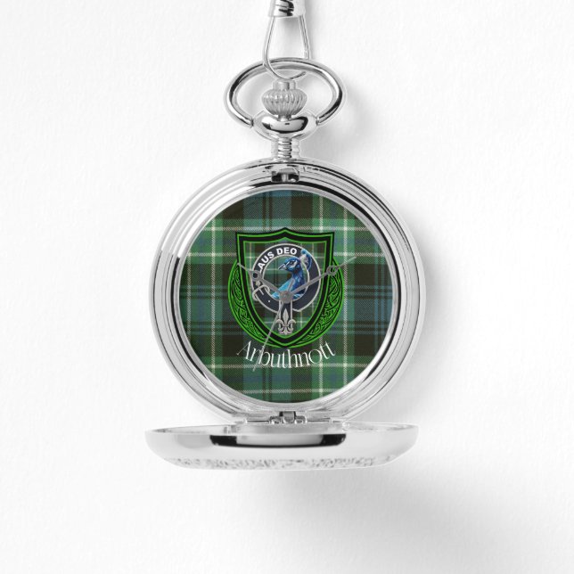 Arbuthnott Scottish Clan Tartan und Wappen Armbanduhr (Vorderseite)