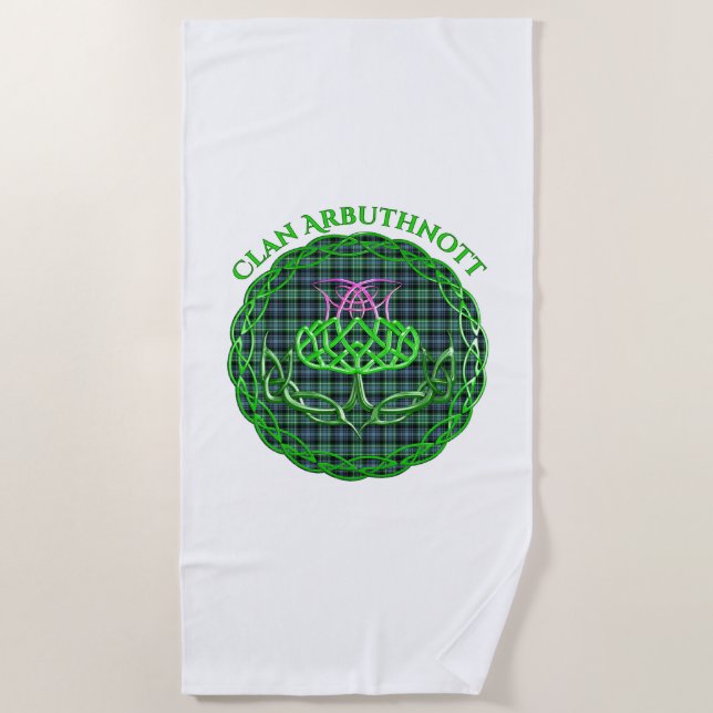 Arbuthnott Scottish Tartan Celtic Thistle Strandtuch (Vorderseite)