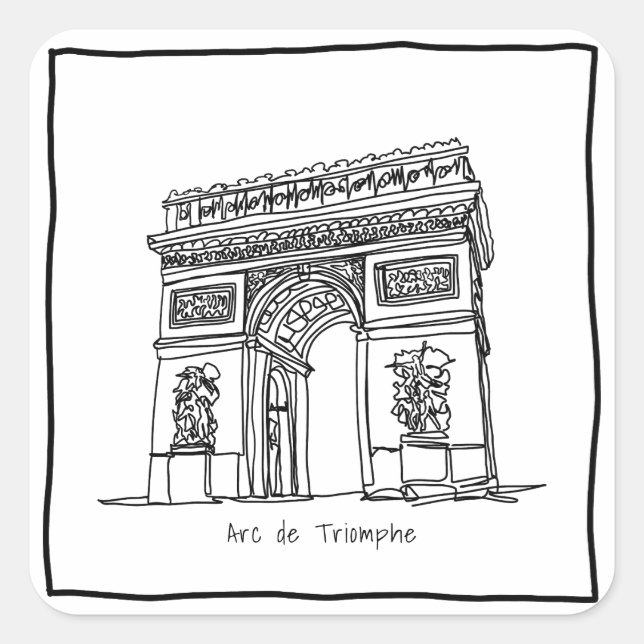 Arc de Triomphe - Arch of Triumph Paris Sehenswürd Quadratischer Aufkleber (Vorderseite)