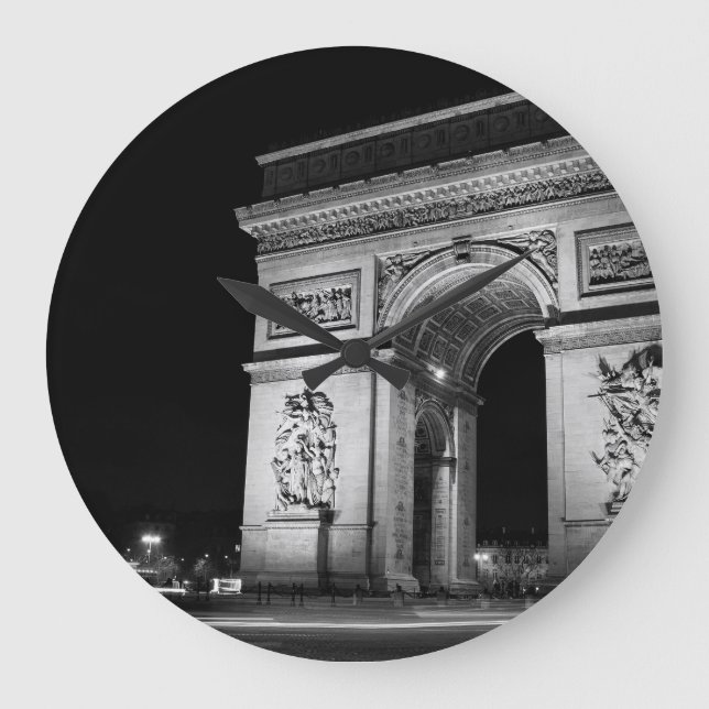 Arc de Triomphe at night in Paris Große Wanduhr (Vorderseite)