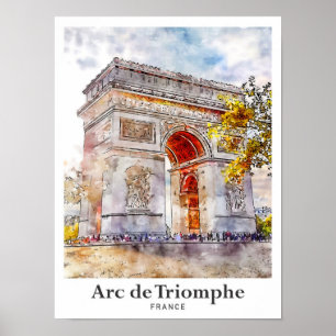 Arc de Triomphe Frankreich Kunst Aquarell Skizze Poster