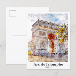 Arc de Triomphe Frankreich Kunst Aquarell Skizze Postkarte