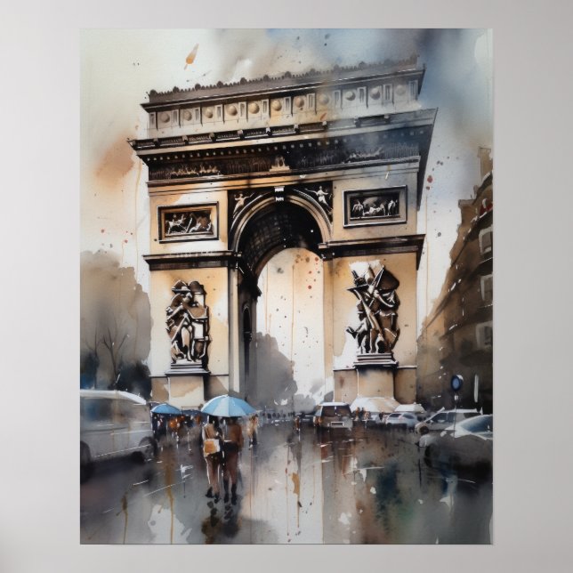 Arc De Triomphe Paris France Art Imprimer Poster (Devant)
