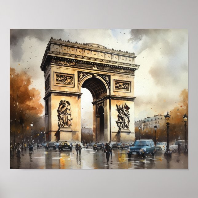 Arc De Triomphe Paris France Art Imprimer Poster (Devant)