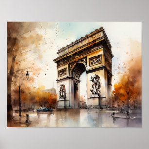 Arc De Triomphe Paris Frankreich Kunst Druck Poste Poster