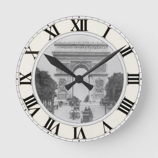Arc de triomphe Wall Clock Runde Wanduhr (Vorderseite)