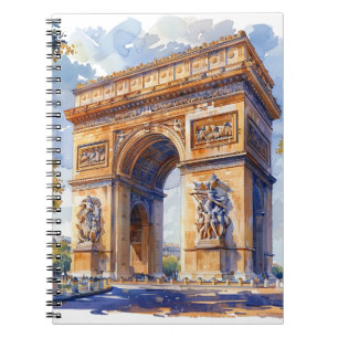 Arc de Triomphe Watercolor Travel Sehenswürdigkeit Notizblock