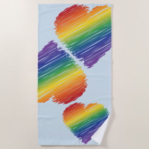 Arc en arc-en-ciel serviette de plage de coeur gri