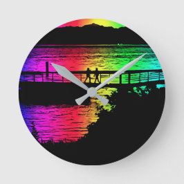 Arc en arc-en-ciel Silhouettes Horloge murale