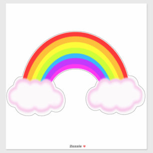 Arc-en-ciel avec nuages roses - autocollant