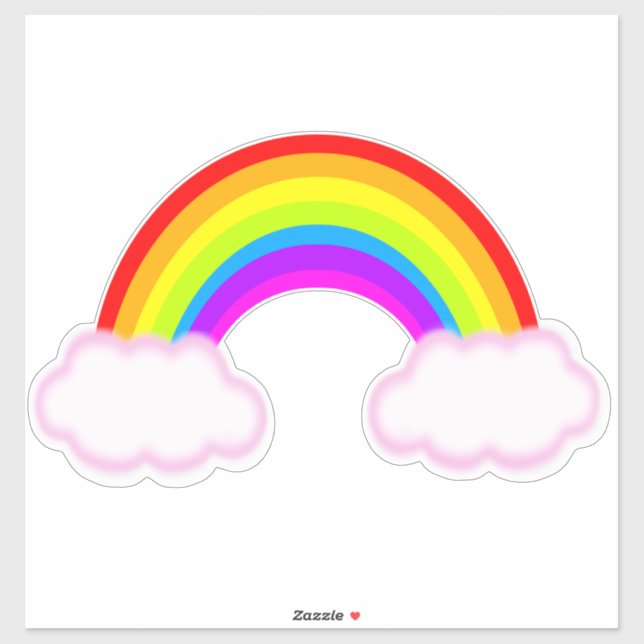 Arc-en-ciel avec nuages roses - autocollant (Feuille)