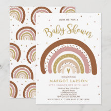Arc-en-ciel Baby shower Invitation Muted Pastel Ar