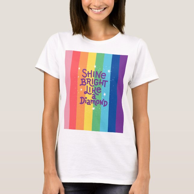 Arc-en-ciel brillant comme un tshirt en diamant (Devant)