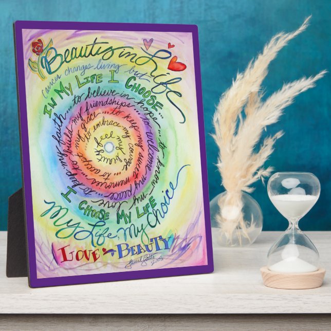 Arc-en-ciel Cancer Poème Affirmation Art Plaque (Côté)
