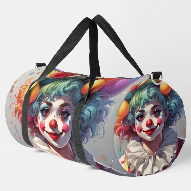 Arc-en-ciel Clowns s'amuser Happy Grand Duffel Sac (Coin gauche)