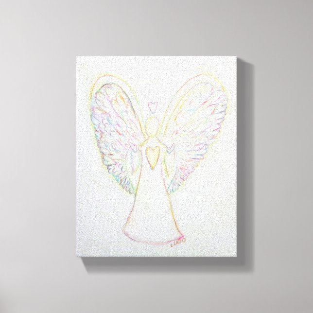 Arc en ciel Coeurs Angel Peinture Toile Enveloppée (Recto)