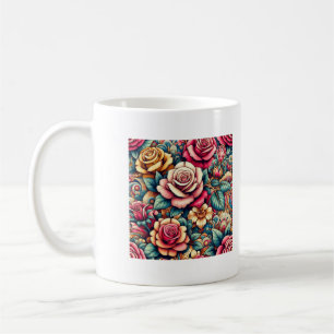 Arc-en-ciel coloré roses fleurs café tasse de thé