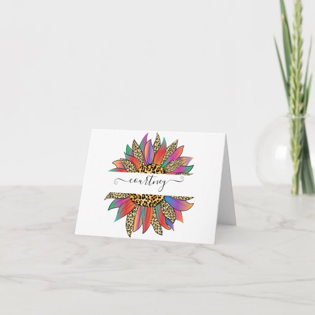 Arc en ciel et empreinte de léopard personnalisé (Devant)