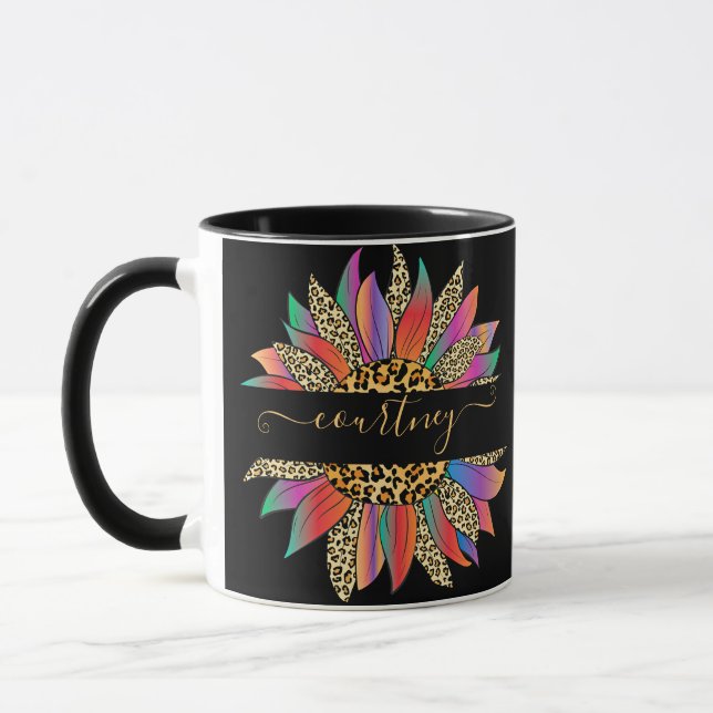 Arc-en-ciel et empreinte de léopard tasse personna (Gauche)
