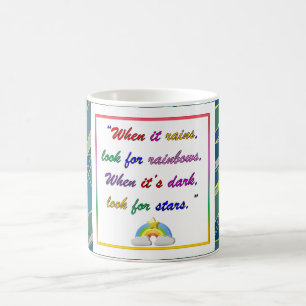 Arc-en-ciel et étoiles - Mug bleu motivationnel