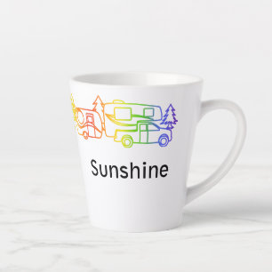 Arc-en-ciel Happy Campers Latte Mug personnalisé