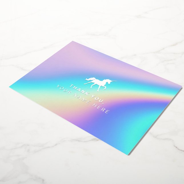 Arc-en-ciel holographique | Unicorn Merci Cartes (Rotation)