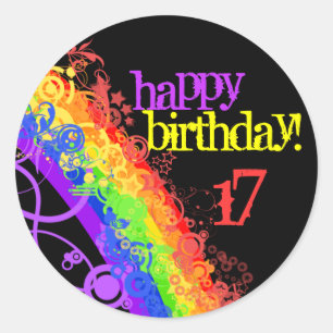 Arc en ciel joyeux autocollant 17e anniversaire