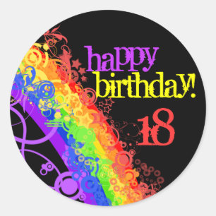 Arc en ciel joyeux autocollant 18e anniversaire