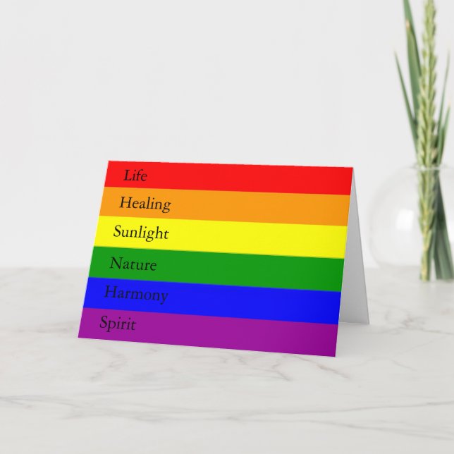 Arc-en-ciel LGBT avec significations Carte de voeu (Devant)
