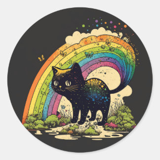Arc-en-ciel noir chat sticker lgbtq