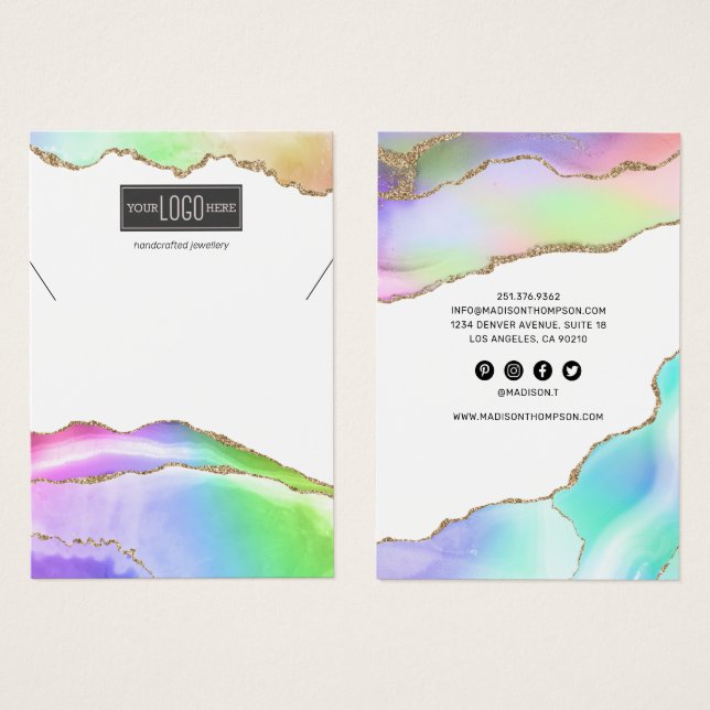 Arc-en-ciel Pastel Agate Bijoux Écran de collier (Devant & derrière)