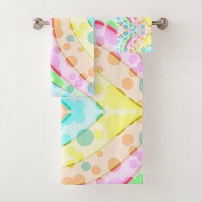 Arc-en-ciel pastel de rubans et bulles (En situation)