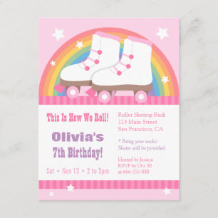 Arc-en-ciel Patinage Anniversaire Invitations
