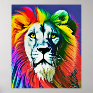 Arc-en-ciel, Poster d'Art numérique du lion-arc-en