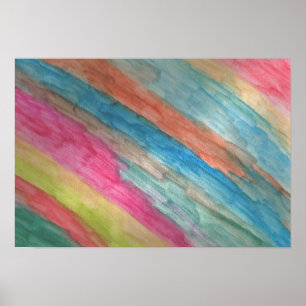 Arc en ciel rayures Abstraite aquarelle affiche Ar