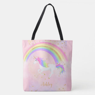 Arc-en-ciel rose d'or du sac personnalisé par