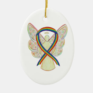 Arc-en-ciel Ruban Angel Ornement d'art personnalis