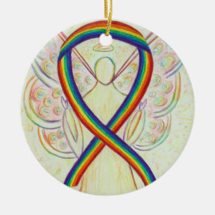 Arc-en-ciel Ruban Angel Ornement d'art personnalis