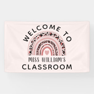 Arc-en-ciel Salle de classe rose bannière de bienv